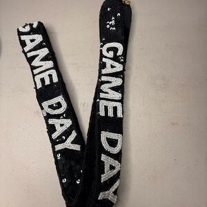 Game Day Black Sequin Strap Black White Clear Bag purse beaded strap